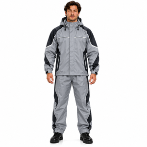 <b>Waterproof</b> Motorcycle Rain <b>Suit</b> Heavy Duty <b>Mens</b> Raincoat Reflective Riding Jacket Pants Outdoor Motorbike Protection Wear - Product Image 6