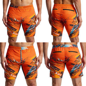 Pantalones Cortos Deportivos Premium para Hombre, Color Naranja Brillante, con Diseño Gráfico, Tela Ligera de Alto Rendimiento y Diseño Deportivo Dinámico - Product Image 1