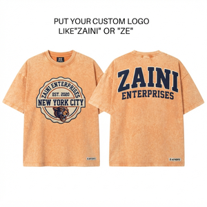 Men Acid Wash T-Shirt 230gsm Premium Heavyweight Cotton Terry Fabric Vintage Peach Color Oversized Fit Eco-Friendly Anti-Wrinkle - Product Image 1