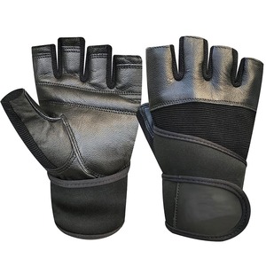 Premium <b>Black</b> Genuine Leather Gym Gloves – Professional Half Finger Weightlifting Gloves with Padded Palm Support – Breathable - Product Image 5