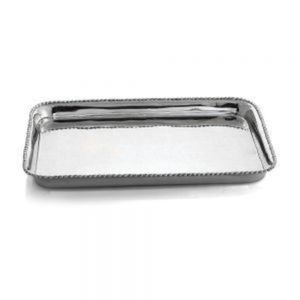 Luxury Stainless Steel <b>Rectangular</b> Serving Tray Set with <b>Gold</b> Ring Handles Modern Decorative <b>Mirror</b> Finish Platter for Hotel - Product Image 6