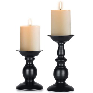 Juego de Portavelas de Metal Negro, Forma Redonda, Decoración Interior para Halloween, Uso para Adultos - Product Image 1
