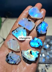 Rodajas Ovaladas de Cuarzo Natural Arcoíris de 20-40 mm, 7-12 g, Enceradas/Aceitadas para la Fabricación de Joyas, Cristal de Piedra Lunar Arcoíris de Rajastán - Product Image 3