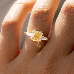 VVS Diam 925 Silver Fancy Vivid Yellow Lab Grown Diamond <b>Cushion</b> Cut Engagement Bridal Vintage Statement Ring IGI Certified - Product Image 5