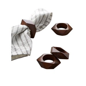 Anneau de serviette en bois de manguier finition marron pour mariage, dîner spécial, décoration de table, élégance, porte-serviettes - Product Image 1
