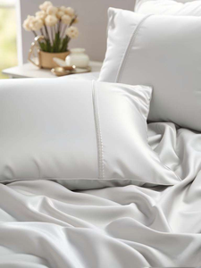 100% Bamboo Satin Custom Bedding Set Modern <b>Flat</b> <b>Fitted</b> <b>Sheet</b> Sets - Product Image 2
