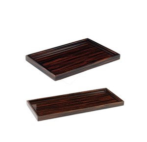 Ensemble de salle de bain haut de gamme en laque, texture bois foncé artistique, kit d'accessoires de bain en résine, suite de salle de bain d'hôtel durable - Product Image 2