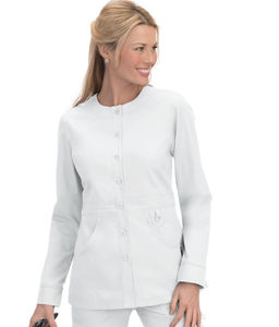 Veste d'échauffement athlétique ajustée pour femme, uniforme médical décontracté avec fermeture éclair, tissu extensible pour usage hospitalier - Product Image 5