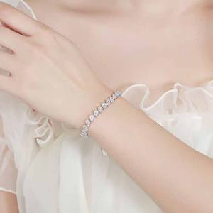 Moissanite Tennis Bracelet Silver Pear Cut Teardrop Sparkling Bracelet Elegant <b>Gift</b> for Her Anniversary Bridal - Product Image 5