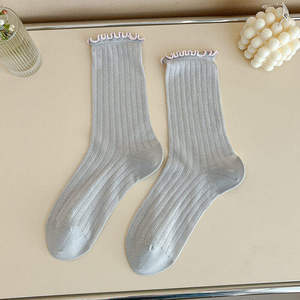 Cute Ruffle <b>Socks</b> Frilly Elegant Style <b>Socks</b> Ladies Soft Ribbed For Sweet Girls Crew Lace Edge <b>Socks</b> Custom Logo <b>Women</b> - Product Image 4