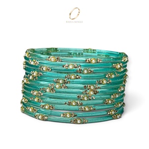 กำไลข้อมือแก้วสีน้ำเงินทรงหยดน้ำสไตล์แคชเมียร์สุดอินเทรนด์สำหรับตลาดขายส่งระดับโลกสำหรับผู้หญิงสวมใส่ในงานแต่งงาน - Product Image 3