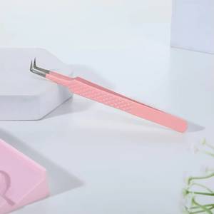 Pince à épiler de précision rose Morje Surgical en acier inoxydable à pointe lisse 10 mm pour extension de cils - Product Image 1