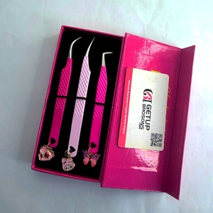 Juego de Pinzas para Pestañas GETUP BROSONS, Color Rosa, Acero Inoxidable, Punta Suave de Precisión, Empaque Personalizado en Caja - Product Image 6
