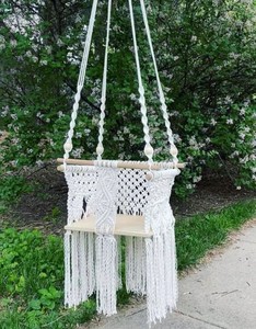 Macrame Baby Swing: <b>Newborn</b> <b>Photography</b> <b>Prop</b>, Wooden Decor - Product Image 2
