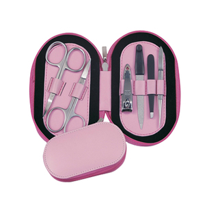 Pink Professional Durable Nail Kit with Stainless Steel Tools 5 in 1 Portable Manicure Set <b>Case</b> for Adults - Product Image 1