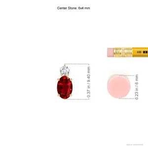 Pendentif solitaire en or pur 14 carats avec rubis rouge naturel taille ovale et diamant véritable, certifié IGI, haute qualité - Product Image 2