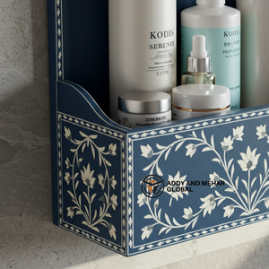 Organizador de Baño de Madera Azul – Estante de Pared Compacto para Decoración Moderna del Hogar - Product Image 5