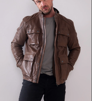 Blouson Moto Homme Personnalisable en Cuir Véritable avec Capuche, Col Montant, Fermeture Éclair, Poches, Idéal Hiver, Motif Lettres sur le Devant