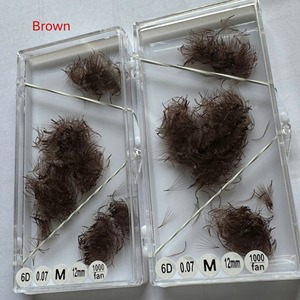 Extensions de cils pré-faits en éventail, en poils synthétiques PBT coréens, naturels et longs, en plateau mixte, courbures CC/DD/M/L, faits à la main, logo personnalisé - Product Image 3