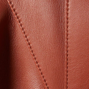 Ladies Vintage Long Coat Elegant <b>Red</b> Genuine Leather Long Trench Coat With Belt Shirt Turn-Down Collar Full Sleeve Autumn Wear - Product Image 4