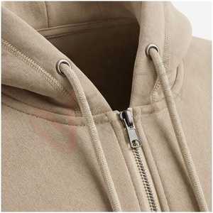 Ensemble de survêtement beige pour homme, manches longues, capuche, fermeture éclair sur le devant, couleur unie, respirant, coupe décontractée, vêtements d'automne - Product Image 4