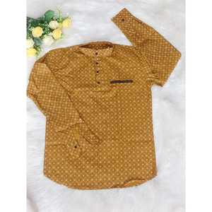 เสื้อพิมพ์ลายสำหรับผู้ชายเสื้อมัสตาร์ดผ้าฝ้ายแฟนซี - Product Image 1