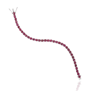 Trendy 925 Sterling Silver Oval Cut 100% Genuine <b>Ruby</b> July Birthstone Fine Tennis <b>Bracelet</b> For Women's - Product Image 6