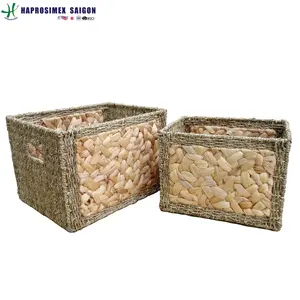 Hot selling Water-hyacinth+seagrass basket, storage fabric lined baskets, fabric storage baskets (FC 100683)