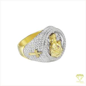 Bague ornée en moissanite et diamant en argent sterling 925, style religieux, pour la vente de bijoux et les collections de cadeaux - Product Image 3