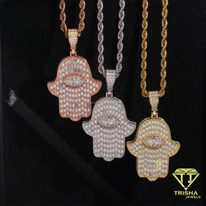 จี้เพชรโมอิสซาไนต์รูปมือฮิปฮอป ดีไซน์แบบ Iced Out ทำจากเงินแท้ 925 เครื่องประดับสำหรับผู้ชาย - Product Image 3