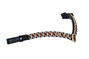 Frontlet de Cheval en Cuir Premium avec Cristaux Ambrés de Luxe, Accessoire de Bridon Anglais Orné de Strass, Confortable et Durable - Product Image 6