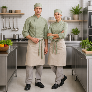 Ensemble d'uniformes de chef de restaurant respirant en polyester-coton anti-boulochage – Kit de vêtements pour personnel de cuisine - Product Image 1