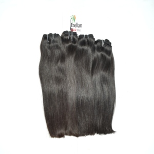 Extensions de cheveux humains vierges indiens Remy 100% alignés sur les cuticules, coupe droite, couleur noire, 10-36 pouces, lisses et soyeux - Product Image 2