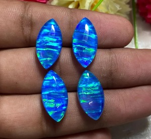 Opale de laboratoire cultivée, forme marquise, opale de feu multicolore, opale doublette arc-en-ciel, cabochon, pierre précieuse en vrac pour la création de bijoux - Product Image 6