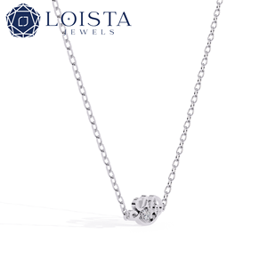 LOISTA สร้อยคอจี้เพชรทองคำขาว ทรงกลมเรียบหรู เพชรธรรมชาติ สำหรับสวมใส่ทุกวัน เครื่องประดับสำหรับทุกเพศ - Product Image 1
