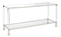 Console moderne en acrylique avec pieds effet verre transparent, longue table de réception, meuble d'entrée pour salon et maison