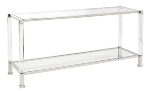Console moderne en acrylique avec pieds effet verre transparent, longue table de réception, meuble d'entrée pour salon et maison - Product Image 2