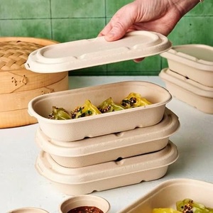 New Biodegradable Sugarcane Bagasse <b>Food</b> <b>Container</b> Lid Takeaway Packaging Compostable Disposable Meal Boxes Leakproof Party 2026 - Product Image 2