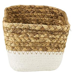 Water hyacinth <b>basket</b> with a white cotton <b>fabric</b> bottom Handmade <b>Storage</b> <b>Basket</b> Wholesale eco-friendly Made in Vietnam - Product Image 2