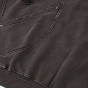 Sudadera con Capucha Oversize para Hombre, Color Liso, Algodón French Terry, Estilo Casual Urbano, Diseño con Bolsillos, Efecto Lavado, Anti-Pilling - Product Image 5
