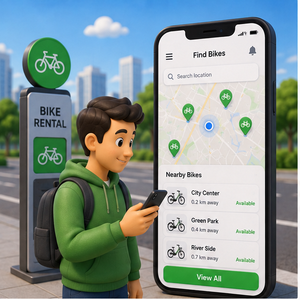 Aplicación Móvil de Alquiler y Reserva de Bicicletas con Estado de Stock en Versión Internet para Viajeros, Turistas y Ciclistas Diarios de MAC - Product Image 1