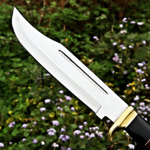Couteau de chasse Bowie Crocodile Dundee à lame fixe en acier au carbone de qualité supérieure, pointe droite, manche en cuir empilé, OEM ODM - Product Image 3