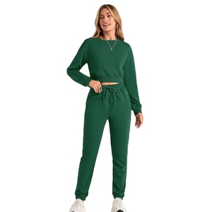 Conjunto de 2 Piezas de Chándal Corto con Capucha de Algodón Grueso Impermeable para Mujer, con Lentejuelas, Color Sólido, Logotipo Personalizado, Tallas Grandes - Product Image 2