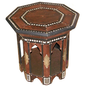 Mesa Auxiliar Octogonal de Estilo Marroquí Vintage con Incrustaciones de Madreperla y Concha de Abulón, Mesa de Centro de Madera Tallada a Mano para Sala de Estar - Product Image 6