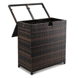 72-Gallon Outdoor <b>Large</b> Wicker Trash <b>Bins</b> Dual Lids Hideaway Rattan Trash Cans for Porch Backyard Deck Patio Poolside Beyond - Product Image 4