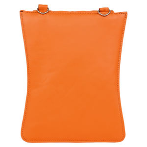 IR COLLECTION Bolso Bandolera Delgado de Cuero Genuino para Mujer, con Ranuras para Tarjetas, Minimalista, Naranja, para Teléfono, Ajustable - Product Image 5