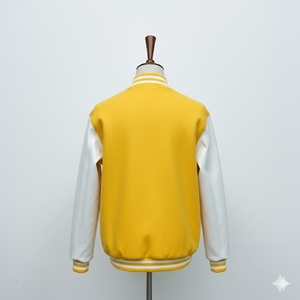 Yellow Varsity <b>Jacket</b> for <b>Men</b> Preppy Style Embroidered <b>Letter</b> SE Cross Design Turn-down Collar Regular Fit Autumn Wear - Product Image 2
