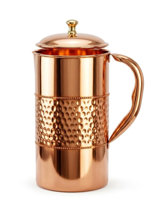 Carafe à eau en cuivre de qualité professionnelle, artisanale, pichet de rangement, accessoire de cuisine haut de gamme, style moderne - Product Image 2