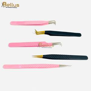 แหนบต่อขนตาแบบมืออาชีพ Bellus International ชุด 5 ชิ้น ปลายตรงเรียบ 45 90 องศา ทำจากสแตนเลสสตีล จับถนัดมือ - Product Image 1
