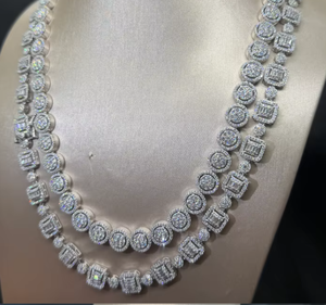 Twisted Moissanite <b>Necklace</b> Round and Square Cut Diamond Look Pendant <b>Chain</b> for Women Party Jewelry - Product Image 2